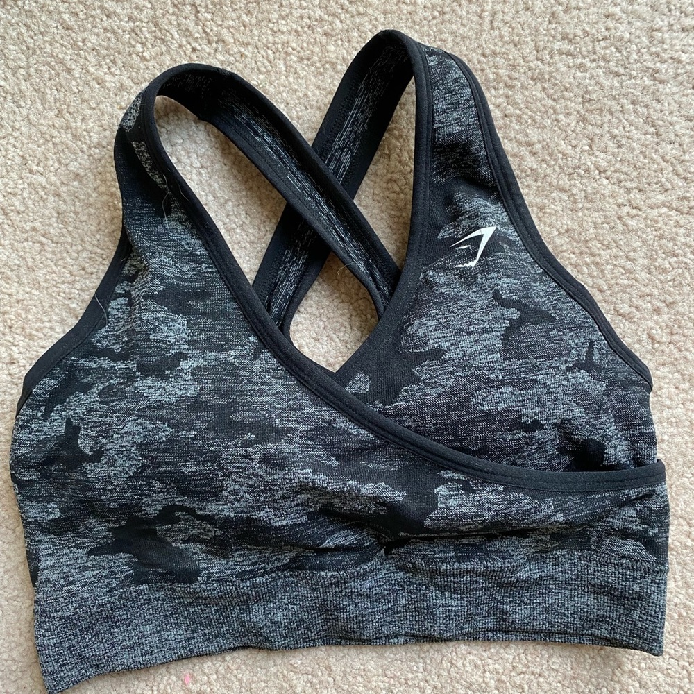 GYMSHARK Camo Seamless Sports Bra